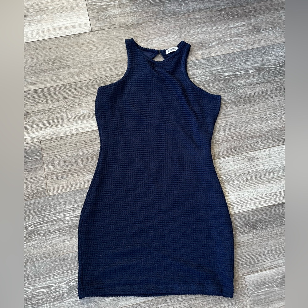 Navy Textured Mini Dress